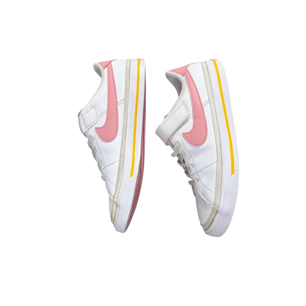 Nike Court Legacy PS White Pink Yellow Leather Sneakers DA5381-118 Kids Sz 2.5Y